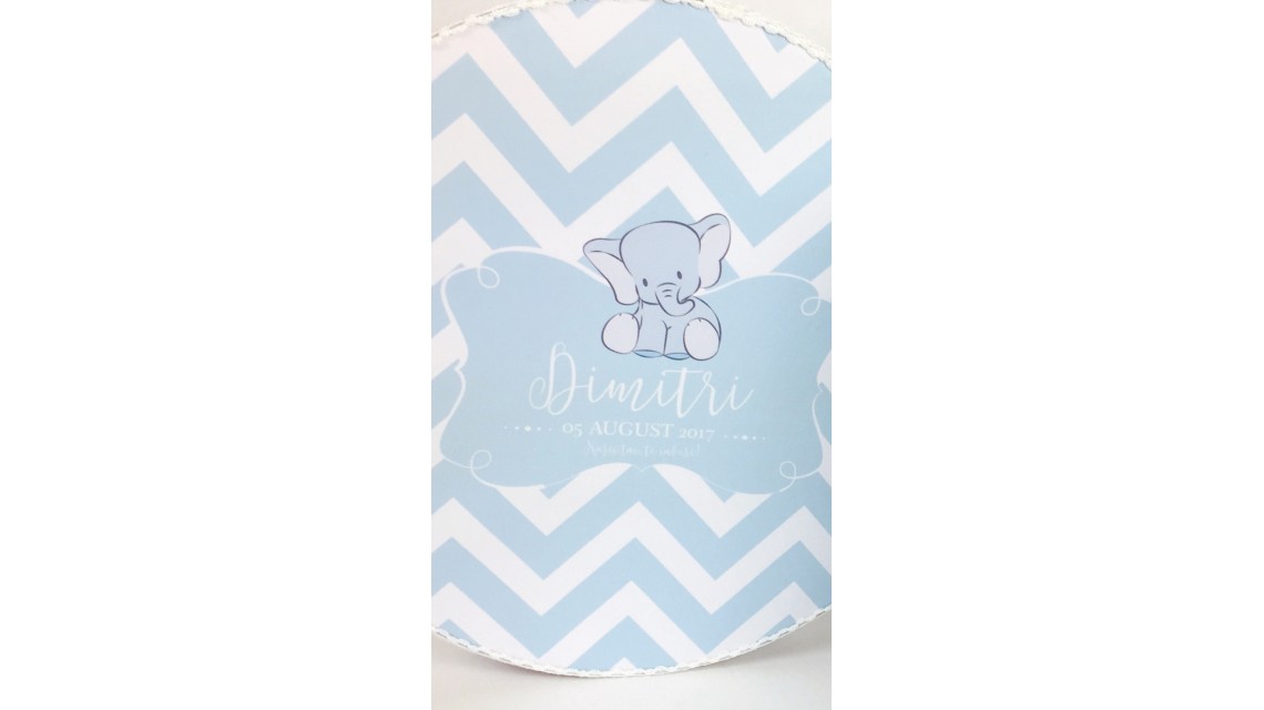 Trusou de botez cu broderie personalizata pentru baieti, Bleu & Grey Elephant 1